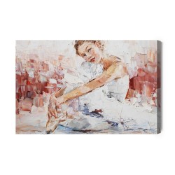 Leinwandbild Little Pretty Ballerina  Painted Expressively. Palette Knife Technique Of Oil Painting And Brush.