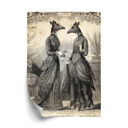 Poster Illustration Mit Vintage-Giraffen