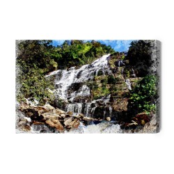 Leinwandbild Ein Wasserfall In Einer Künstlerischen Edition
