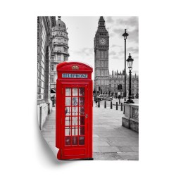 Poster Eine Rote Telefonzelle Mit Big Ben Im Hintergrund