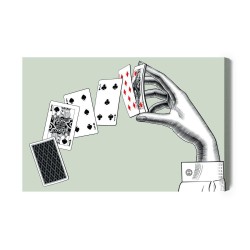 Leinwandbild Frauenhand Mit Einem Kartenspiel