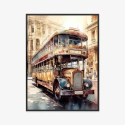 Poster Londoner Bus Im Vintage-Aquarellstil