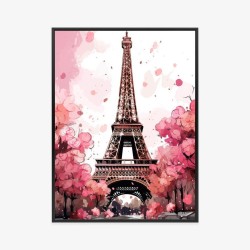 Poster Eiffelturm - Aquarell In Rosatönen