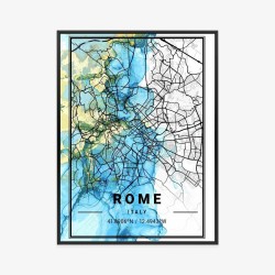 Poster Karte Von Rom Auf Abstraktem Marmorhintergrund