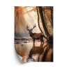 Poster Herbstwald Mit Einem Hirsch Im Wasser