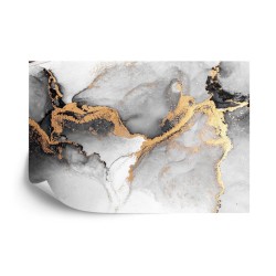Fototapete Black Gold Abstract Background Of Marble Liquid Ink Art Painting On Paper