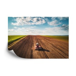 Fototapete Luftaufnahme Eines Traktors Auf Einem Feld
