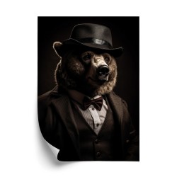 Poster Porträt Eines Bären In Anzug Und Hut