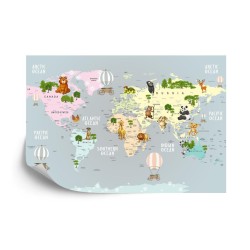 Fototapete Animals World Map For Kids Wallpaper Design