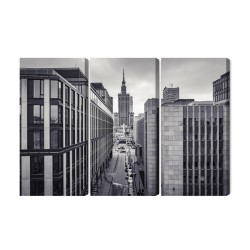 Mehrteiliges Bild Schwarz-Weiß-Panorama Des Zentrums Von Warschau
