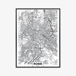Poster Schwarz-Weißer Stadtplan Von Rom