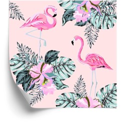 Tapete Flamingos Und Blätter