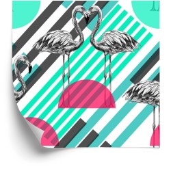 Tapete Flamingos Und Geometrische Muster