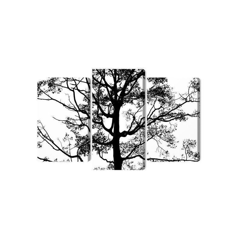 Mehrteiliges Bild Schwarzer Baum Auf Weißem Hintergrund
