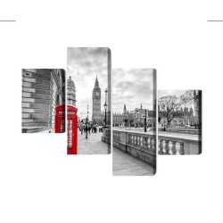 Mehrteiliges Bild Rote Londoner Telefonzelle 3D