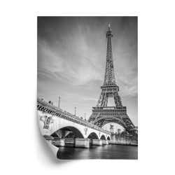 Poster Schwarz-Weiß-Ansicht Der Pont Diéna Und Des Eiffelturms