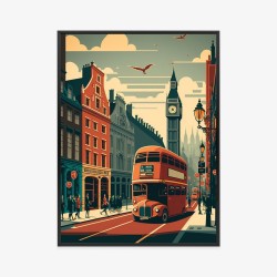 Poster Londoner Bus Auf Einer Stadtstraße