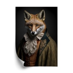 Poster Fuchs In Retro-Kleidung