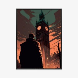 Poster Ein Mann Und Big Ben Im Comic-Stil