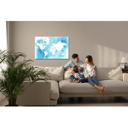 Leinwandbild Blaue Und Weiße Weltkarte