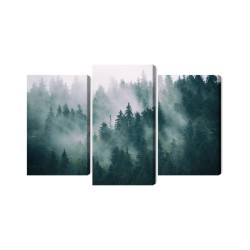 Mehrteiliges Bild Nebel Im Grünen Wald