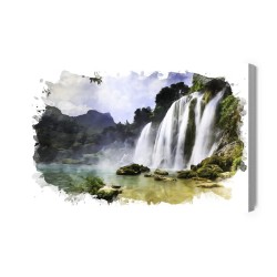 Leinwandbild Schönes Land Mit Wasserfall
