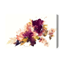 Leinwandbild Aquarellblätter Und Blumen