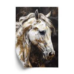 Poster Weißes Pferd Mit Gold