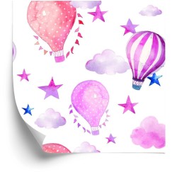 Tapete Kinderzimmer Mit Luftballons  Stern  Wolken