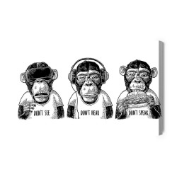 Leinwandbild Drei Affen Im Vintage-Stil