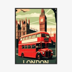 Poster Ein Roter Bus Vor Dem Hintergrund Des Londoner Big Ben