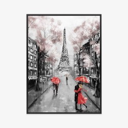 Poster An Einem Regnerischen Tag Auf Den Champs-Élysées Spazieren Gehen