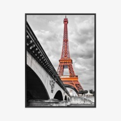 Poster Eiffelturm Monochrom Und Rot