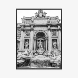 Poster Trevi-Brunnen In Rom Mit Statuen In Schwarz Und Weiß