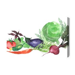 Leinwandbild Frisches Gemüse Mit Aquarell Gemalt