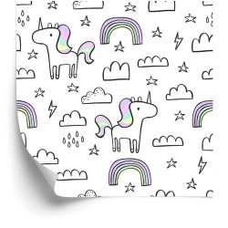 Tapete Für Kinder - Regenbogen-Einhörner