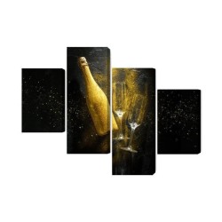 Mehrteiliges Bild Goldene Flasche Champagner