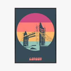 Poster Tower Bridge Im Vintage-Stil Rahmen Aluminium Farbe Schwarz