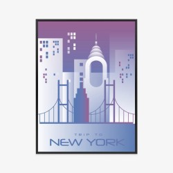 Poster Reise Nach New York Rahmen Aluminium Farbe Schwarz