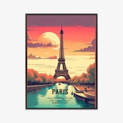 Poster Sonnenuntergang Über Der Seine Am Fuße Des Eiffelturms