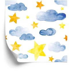 Tapete Für Kinder - Sterne Und Wolken