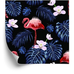 Tapete Wir Flamingos Blätter Blumen Natur Für Wohnzimmer
