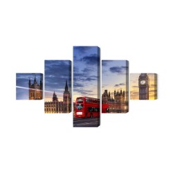 Mehrteiliges Bild Panorama Von Westminster Und Big Ben  London