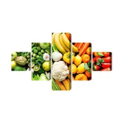 Mehrteiliges Bild Obst Und Gemüse In Regenbogenfarben