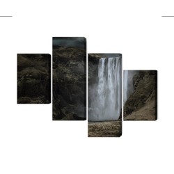 Mehrteiliges Bild Der Majestätische Wasserfall Skógafoss