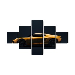 Mehrteiliges Bild Gelber 3D-Sportwagen