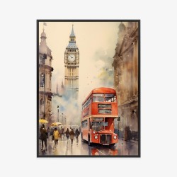 Poster Roter Bus Und Big Ben Im Londoner Aquarell
