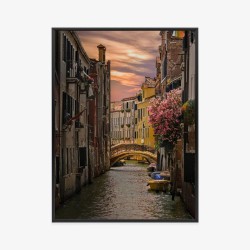 Poster Brücke Über Den Kanal Bei Sonnenuntergang In Venedig