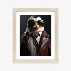 Poster Pinguin In Einer Lederjacke