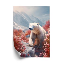 Poster Weißer Bär Zwischen Blumen